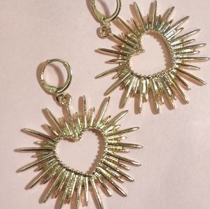 Gold Flaming Heart Earrings